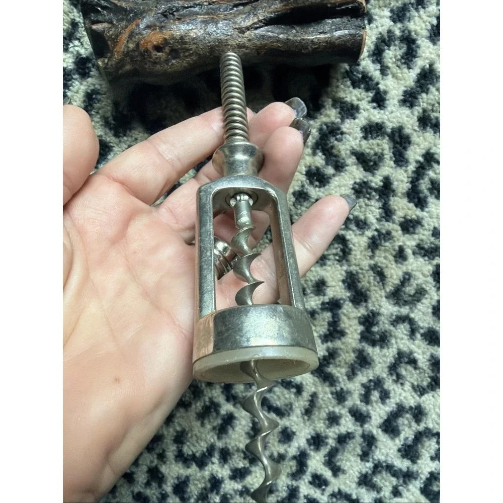 Vintage Corkscrew Natural Gnarled Root Wood Handle Open Bell Wine Bottle Opener